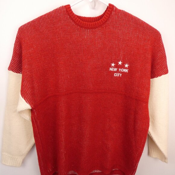 Spirit Jersey Sweater Unisex Adult M Oversized New York Red Knit Heavy Weight - Picture 4 of 12